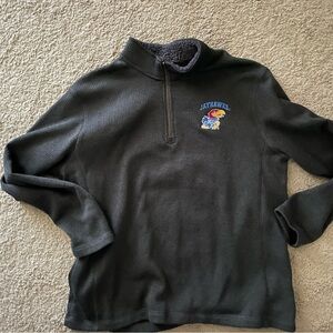 KU Jayhawks Ripped 3/4 Grey Zip Up Sweater